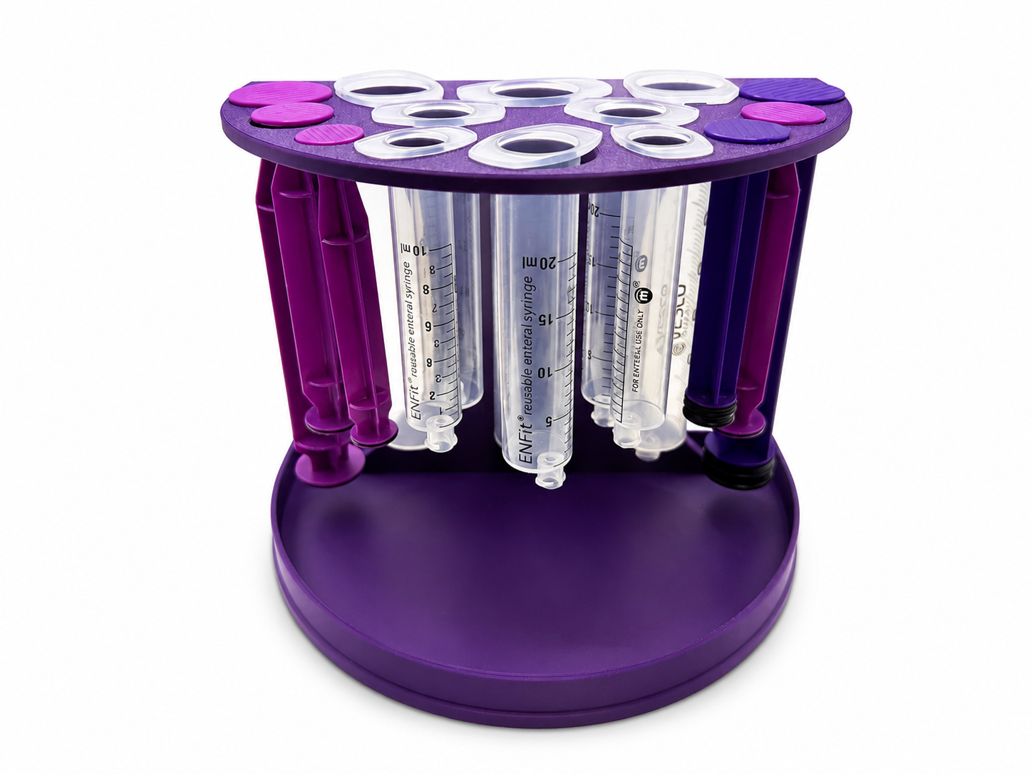 ENFit Syringe Drying Rack – Holds 10 mL, 20 mL & 60 mL Enteral Feeding Syringes – Compact Countertop Storage & Air Drying Stand