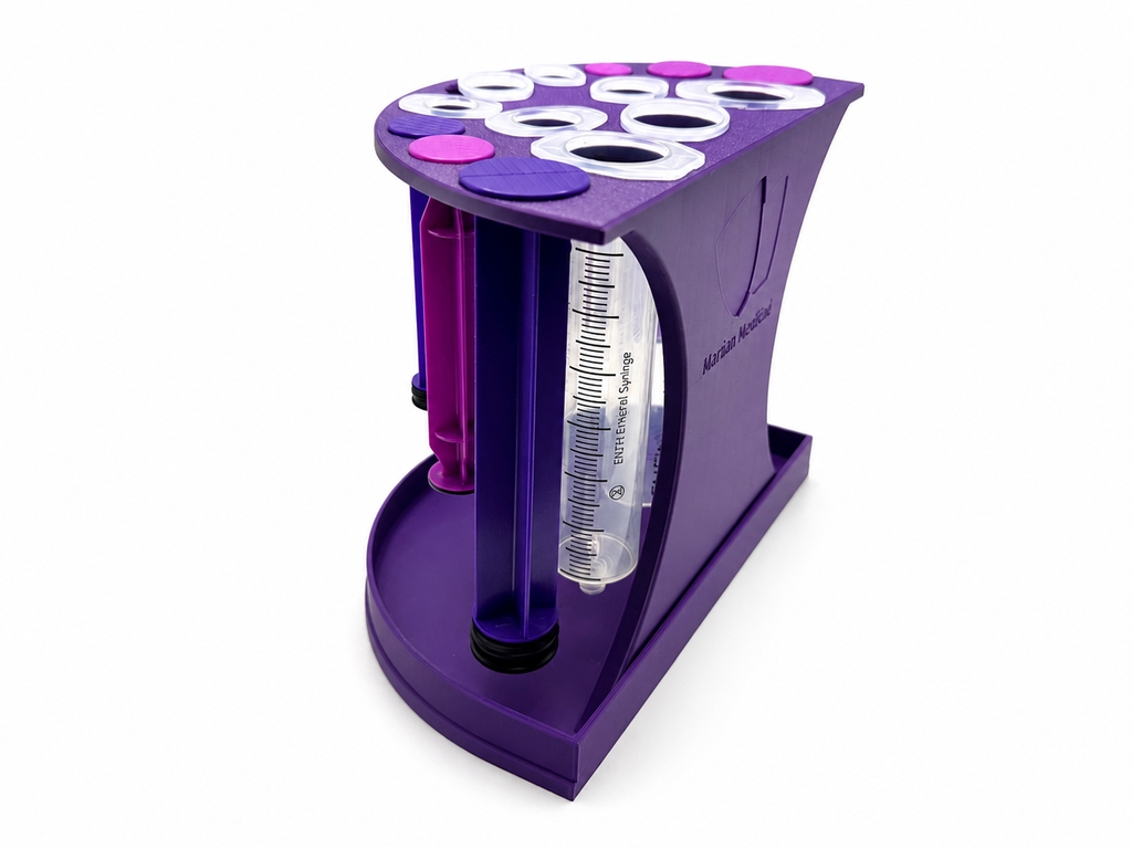 ENFit Syringe Drying Rack – Holds 10 mL, 20 mL & 60 mL Enteral Feeding Syringes – Compact Countertop Storage & Air Drying Stand