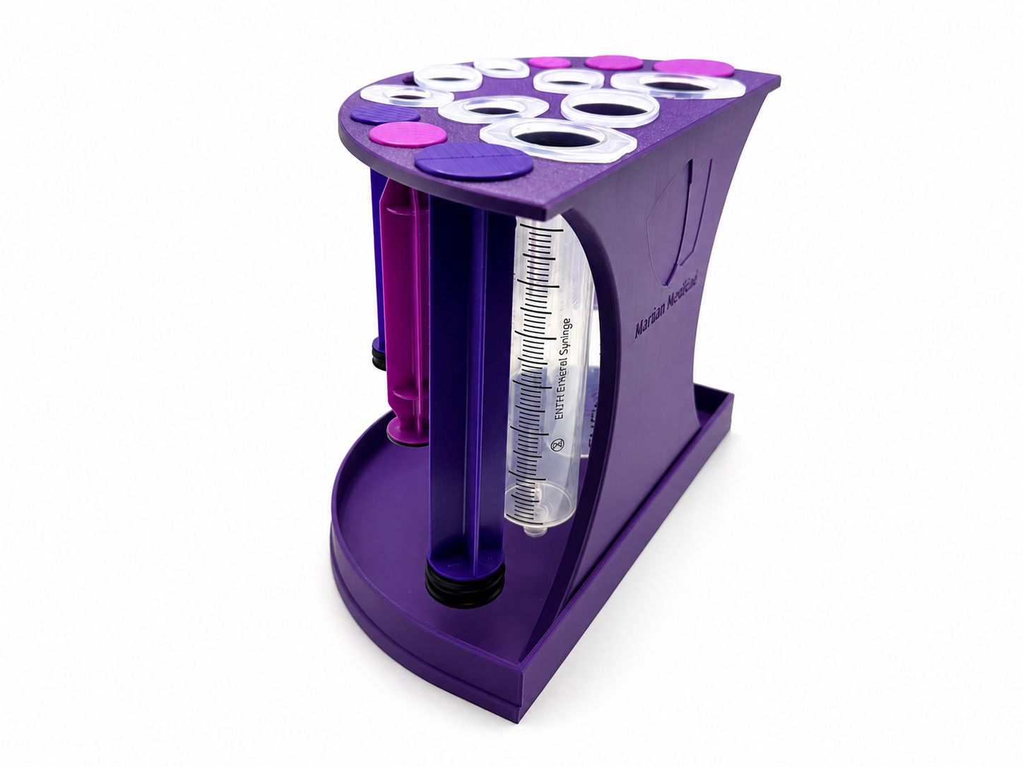 ENFit Syringe Drying Rack – Holds 10 mL, 20 mL & 60 mL Enteral Feeding Syringes – Compact Countertop Storage & Air Drying Stand