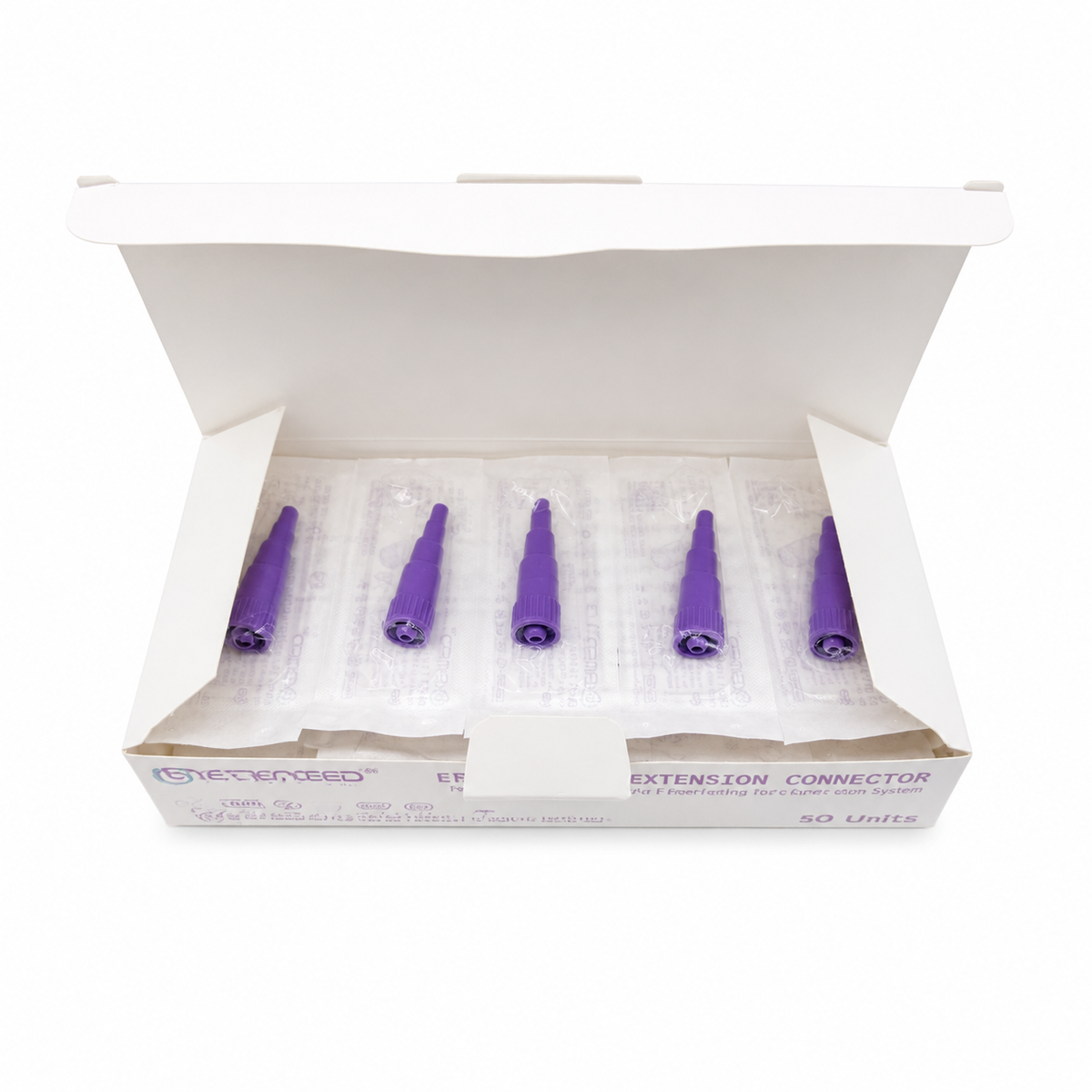 Sterile ENFit transition connectors designed to adapt compatible ENFit syringes for irrigation and legacy enteral connections. Individually packaged and available in 10, 20, and 30 packs.